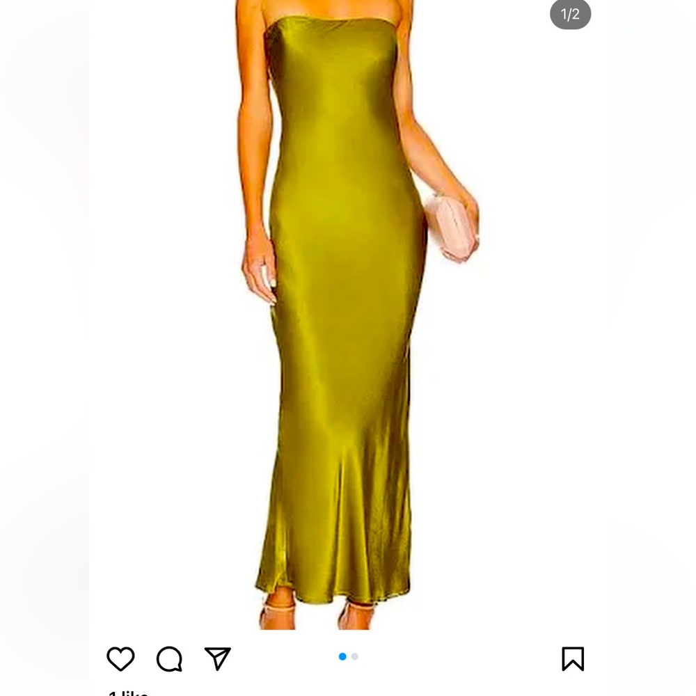 REVOLVE SNDYS Strapless XS GREEN MIDI Dress